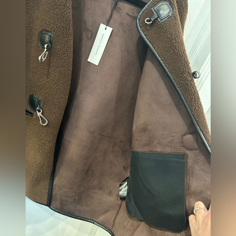 Rebecca Minkoff Chocolate Shearling Toggle Jacket‎ Women’s Size Small - Picture 10 of 12